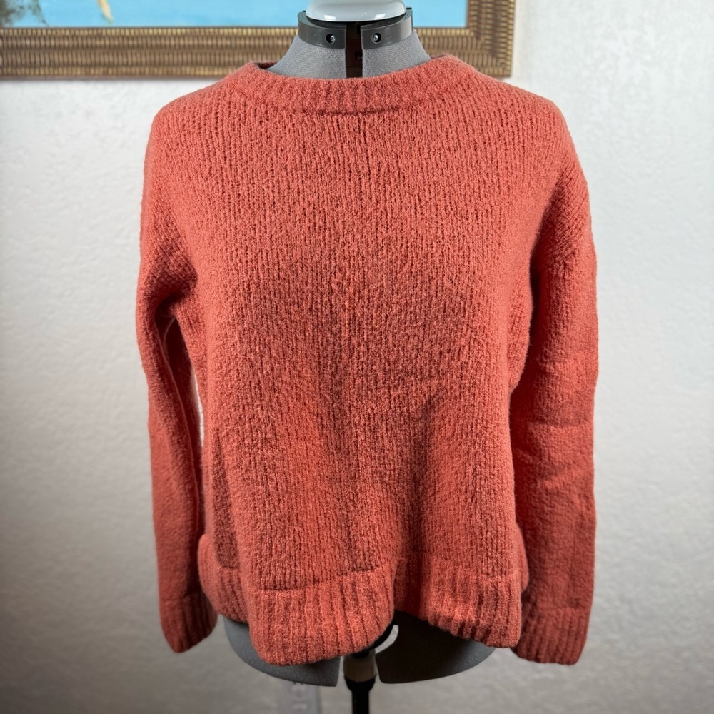 Toad&Co Warm Coral Oversized Crew Neck Sweater Women’s Size XS‎ 75% Wool Rustic